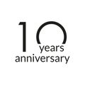 10 years anniversary celebrating icon or logo. Birthday, greeting card design template. Vector illustration. Royalty Free Stock Photo